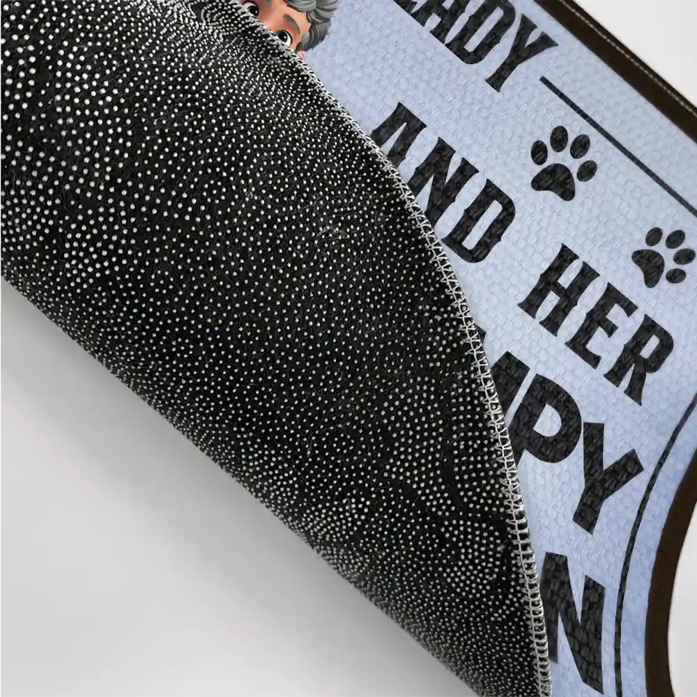 A Crazy Dog Lady And Her Grumpy Old Man Live Here - Funny Personalized Doormat Doormat PopCulturePrints