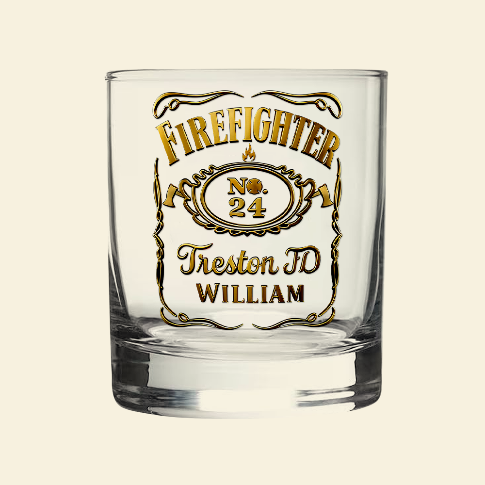 Celebrate the Bravery - Personalized Firefighter Whiskey Glass Whiskey Glass PopCulturePrints