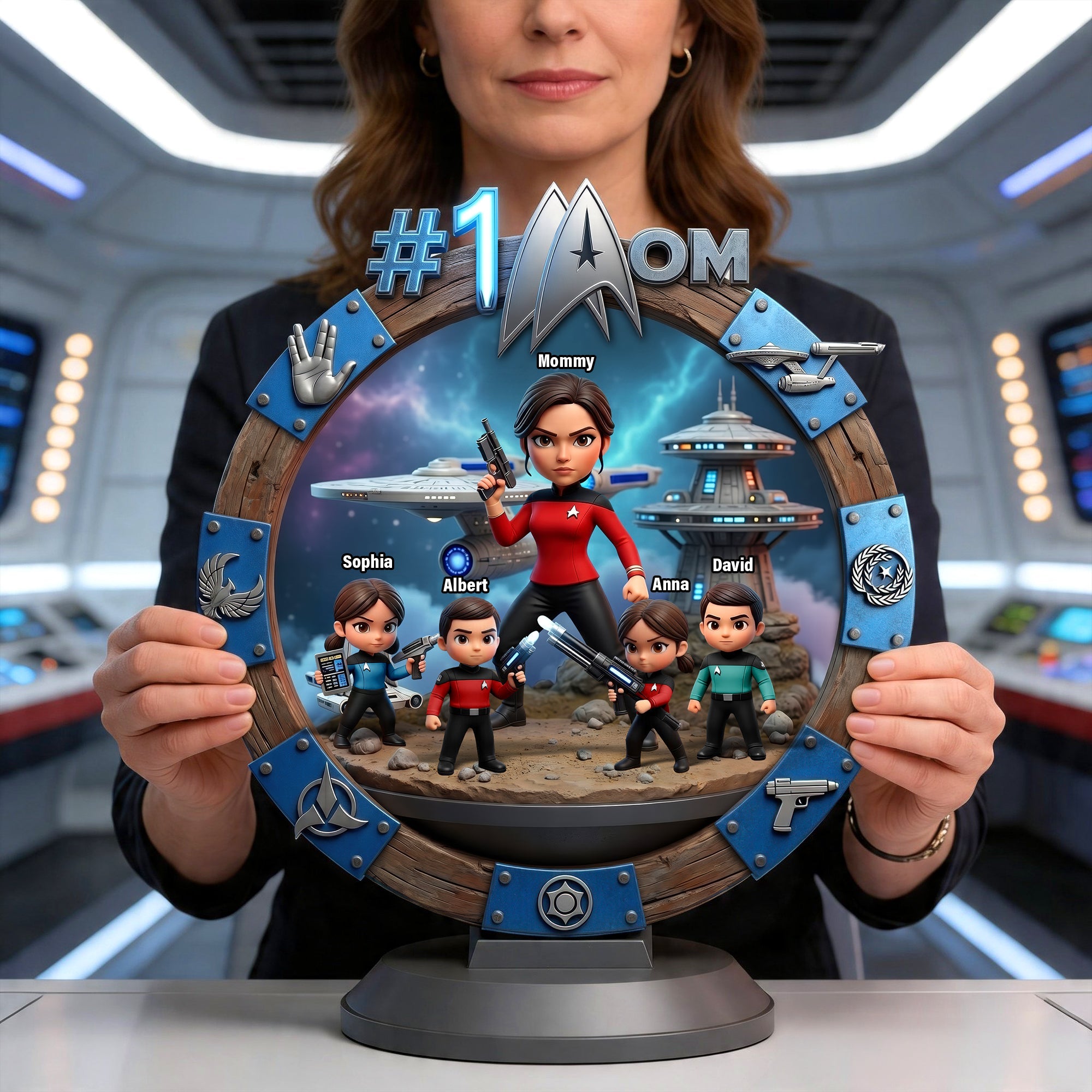 “#1 Mom” - Personalized Best Captain Mom Acrylic Plaque - Unique Gift for Mom, Grandma, and More Shaped Plaques PopCulturePrints
