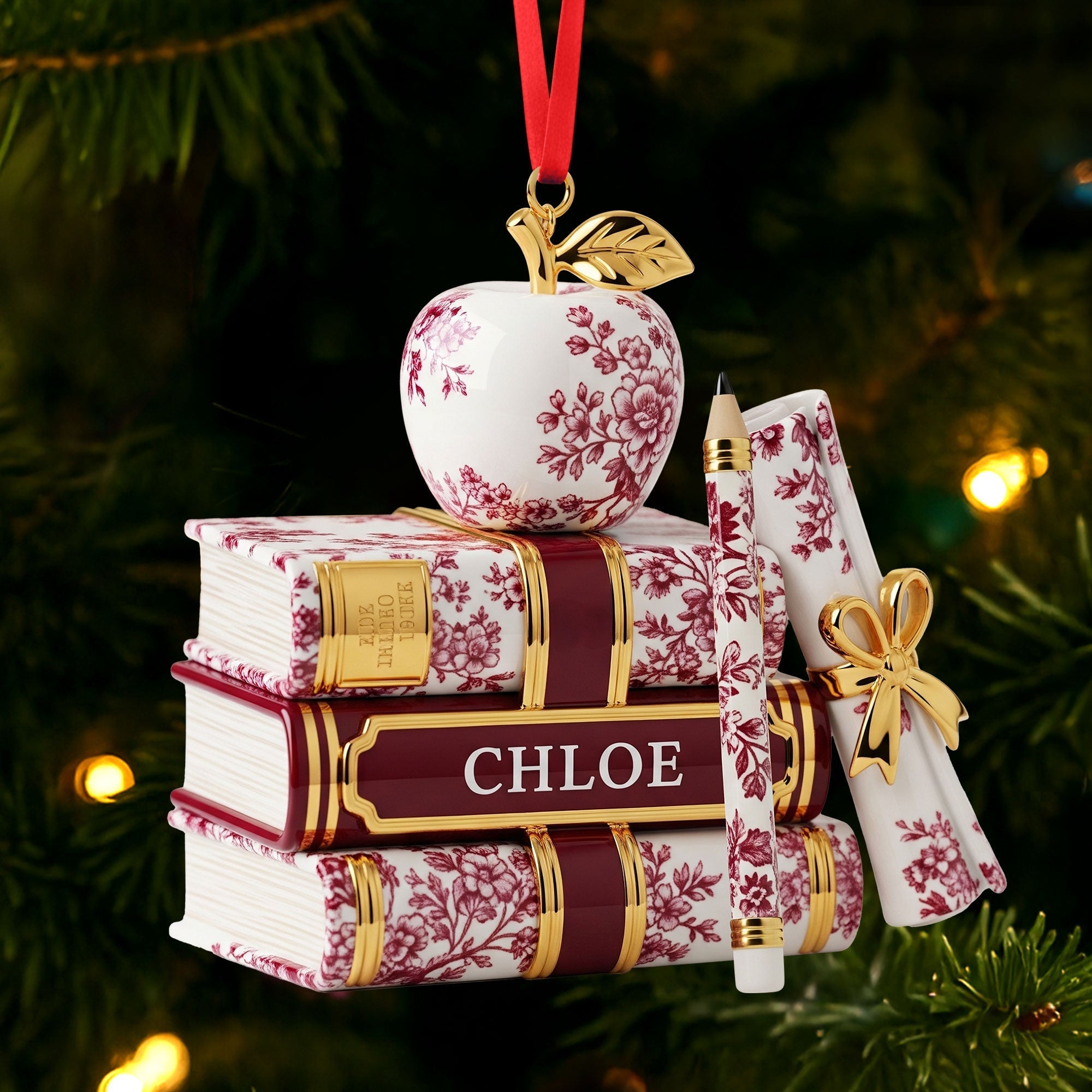 "Celebrate Your Favorite Teacher" - Personalized Teacher Ornament - Unique Gift for Educators, Christmas Keepsake Ornament PopCulturePrints