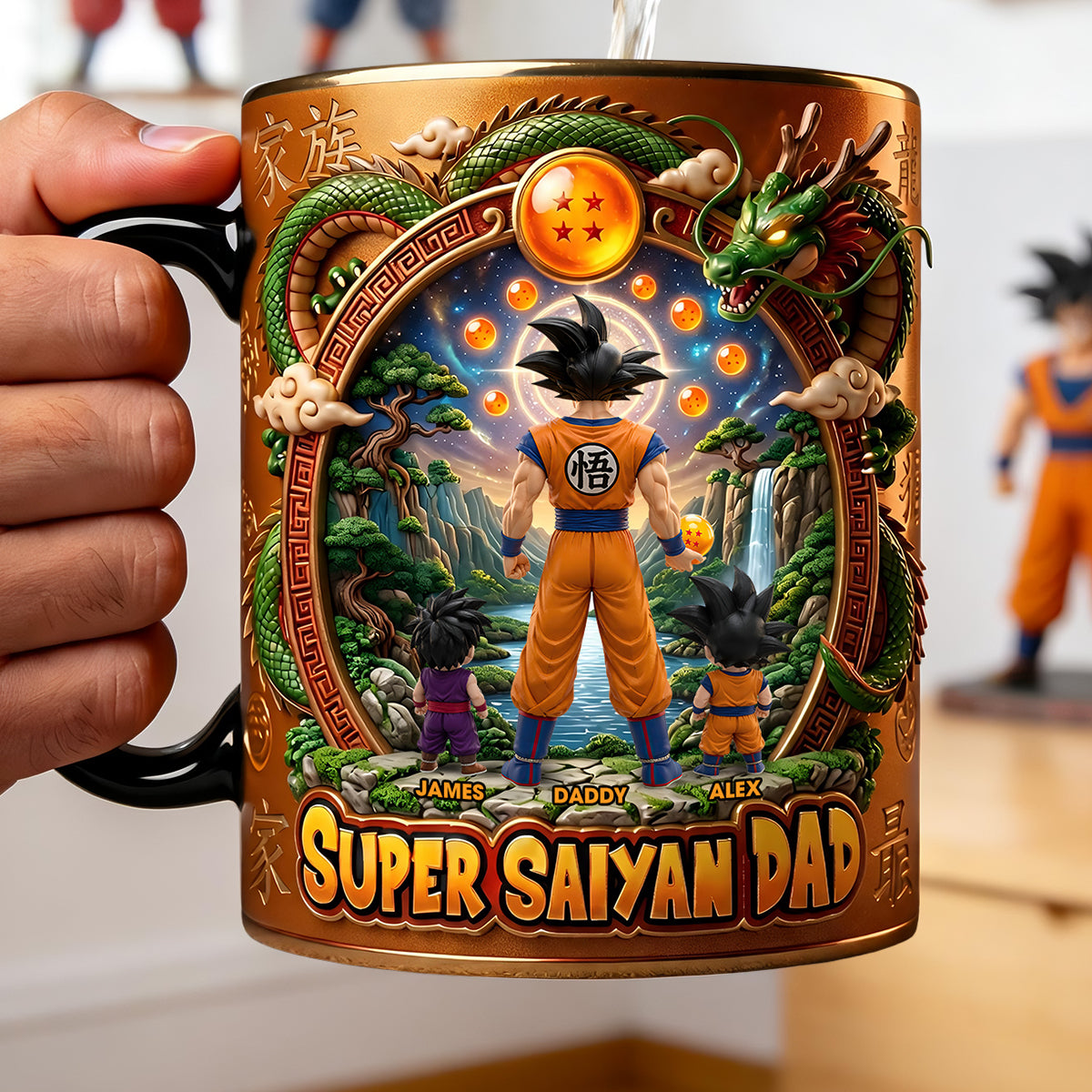 “Every Day is an Adventure with Super Saiyan Dad!” - Personalized Coffee Mug for Dads and Granddads Coffee Mug PopCulturePrints