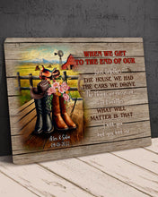 Load image into Gallery viewer, Personalized Cowboy Couple Wall Art - Boots on Western Farm Canvas Poster &amp; Canvas PopCulturePrints
