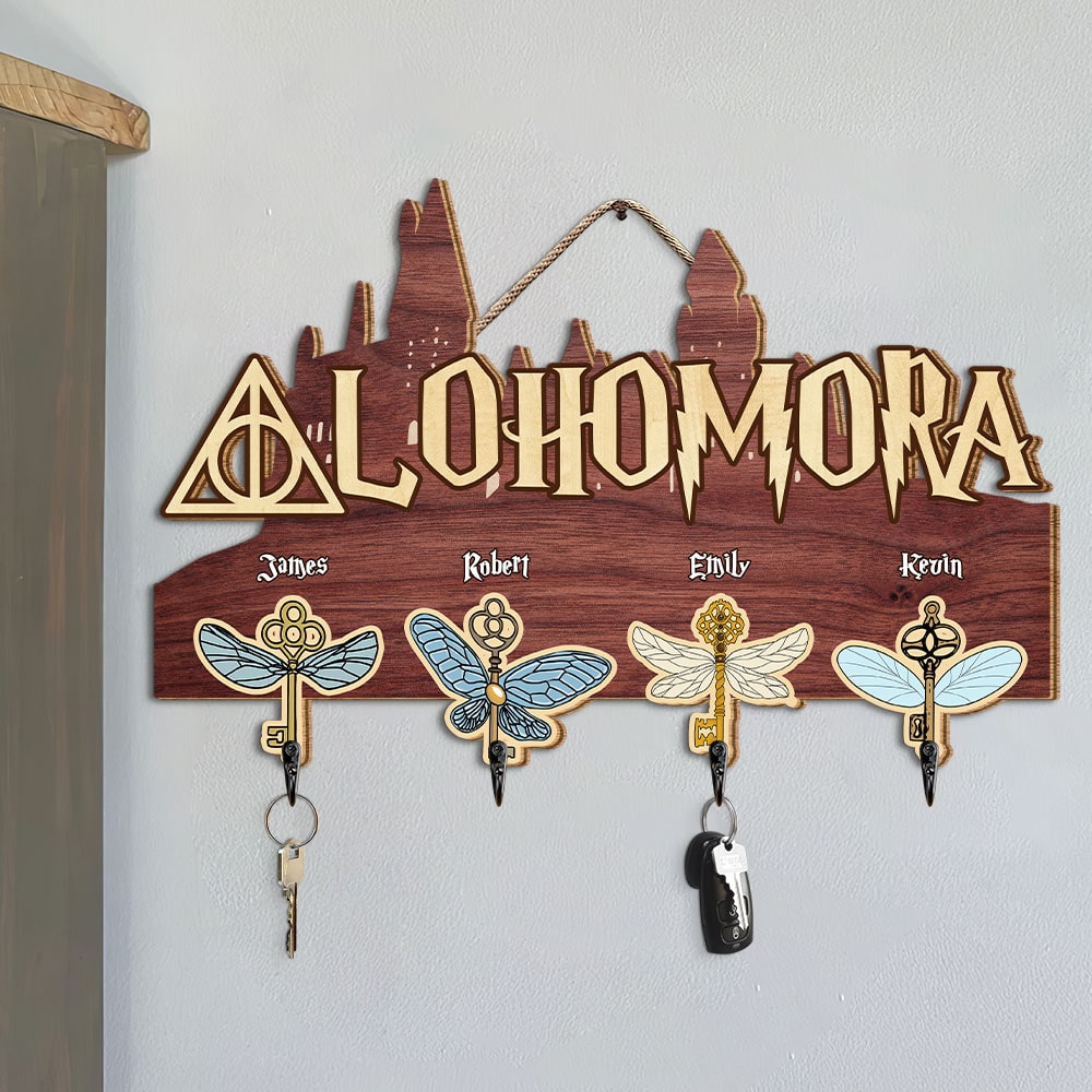 Personalized Harry Potter-Inspired Family Key Hanger - Alohomora Design