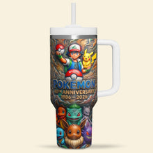 Load image into Gallery viewer, Celebrate 40 Years of Pokémon - Personalized Monster Trainer Tumbler - Unique Gift for Pokémon Fans Tumbler Cup PopCulturePrints
