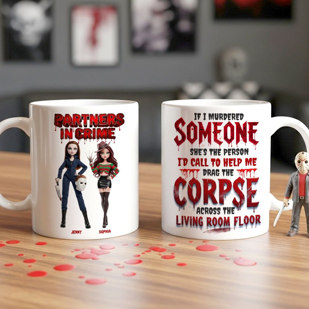 "Partners in Crime" – Personalized Coffee Mug - A Custom Gift for Best Friends, Sisters, or Any Crime-Making Duo Coffee Mug PopCulturePrints