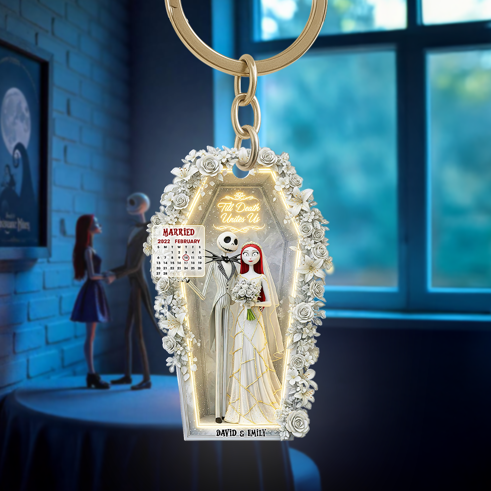 Till Death Do Us Part Custom Keychain - Horror Wedding Couple Personalized Gift Keychains PopCulturePrints