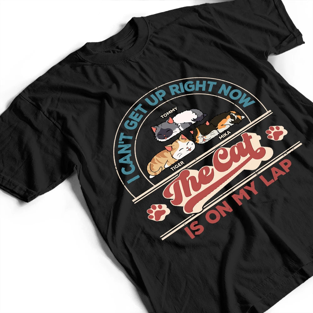 The Cat Is On My Lap - Personalized T-Shirt for Cat Lovers T-shirt PopCulturePrints