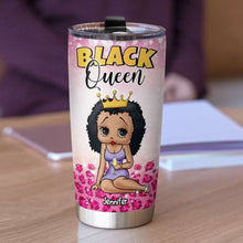 Load image into Gallery viewer, Personalized Black Queen Tumbler - Empowering Black Girl Gift Tumbler Cup PopCulturePrints
