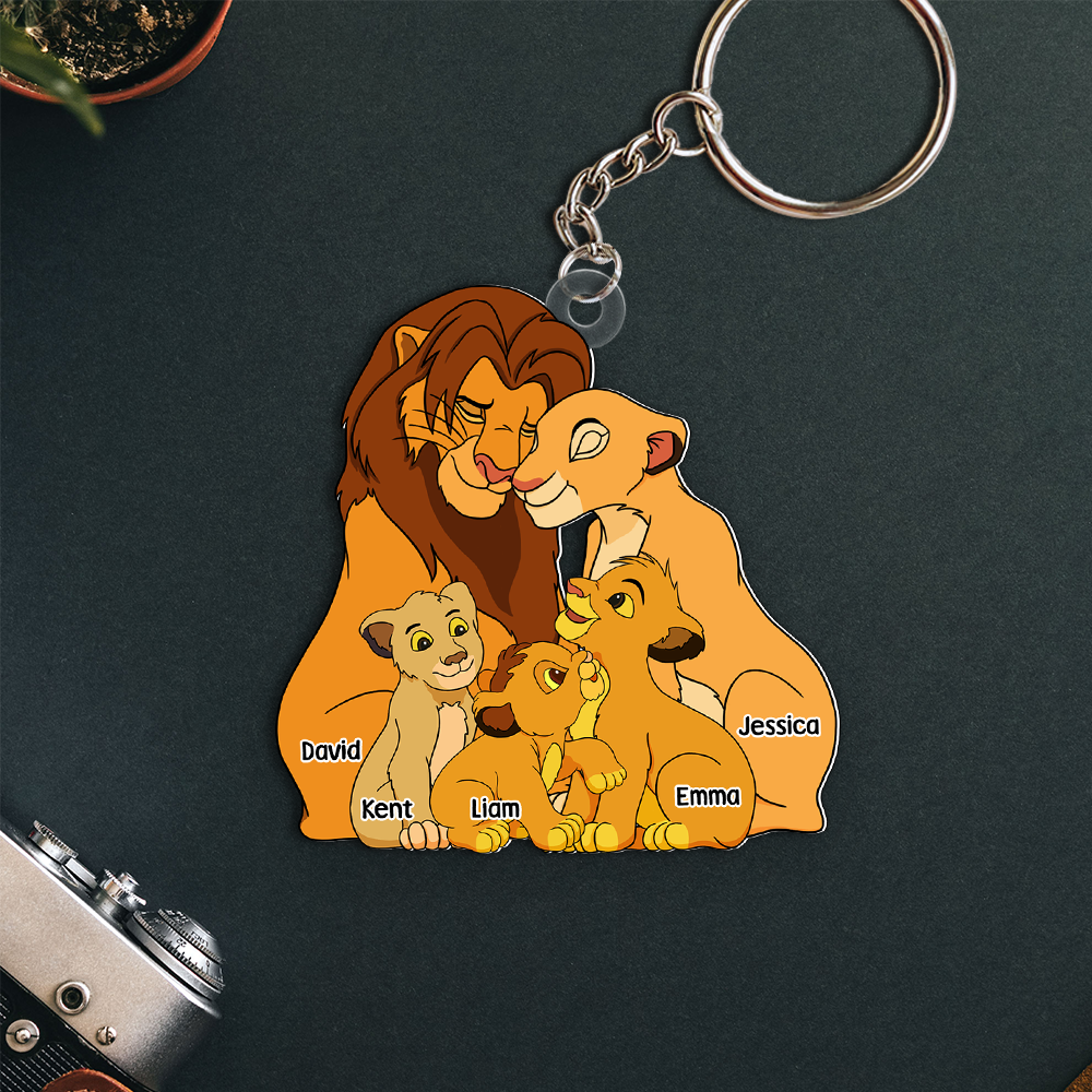 Personalized Lion Couple Keychain - Custom Names