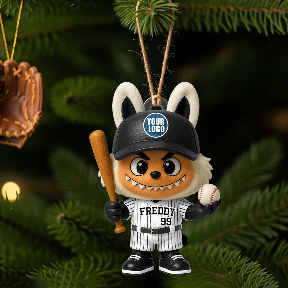“Celebrate the Game with Joy!” - Personalized Christmas Bunny Baseball Ornament - A Unique Gift for Baseball Lovers Keychains PopCulturePrints