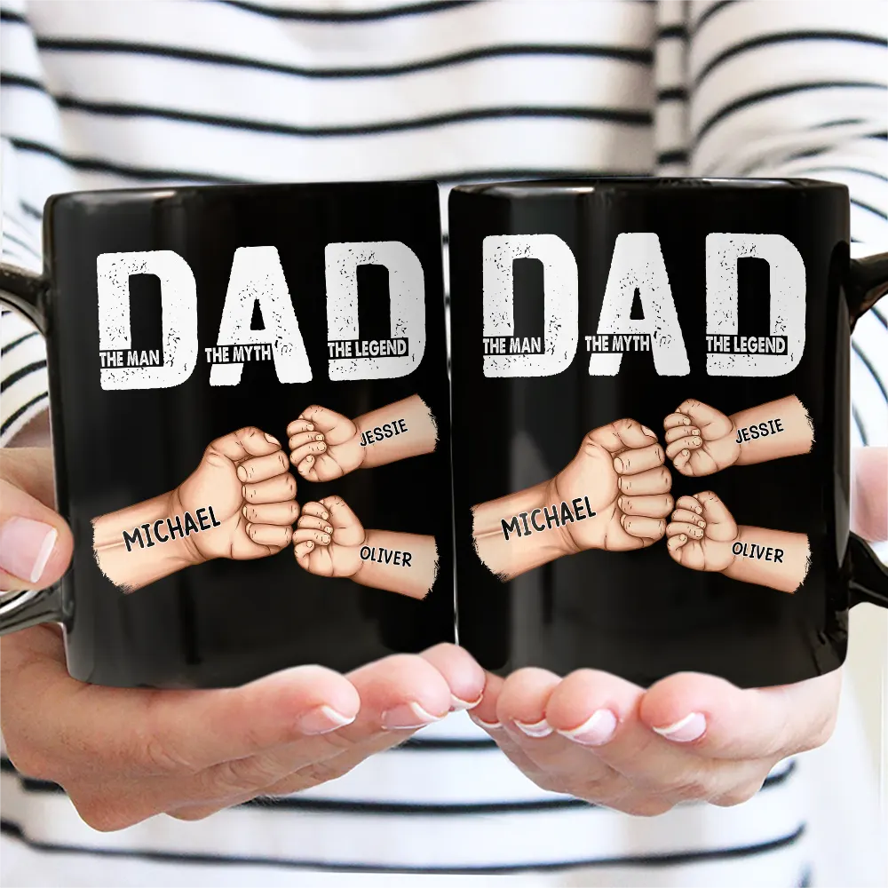 Dad - The Man, The Myth, The Legend | Personalized Black Mug for Father’s Day Mug PopCulturePrints