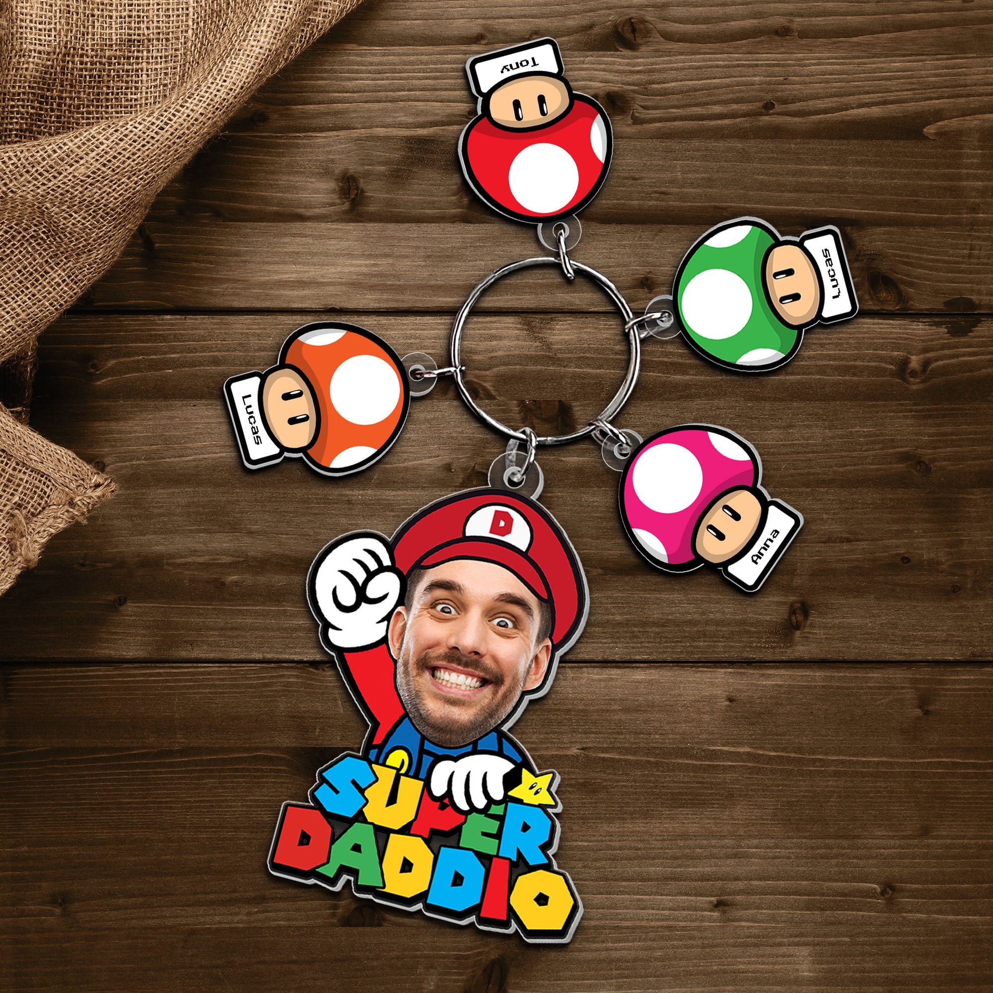 Custom 'Super Dad' Gaming-Themed Keychain Keychains PopCulturePrints