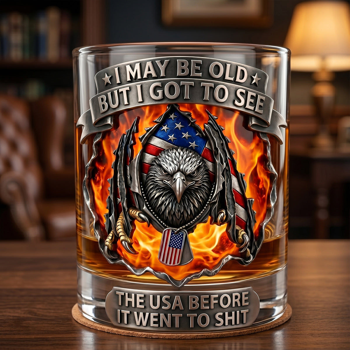 Eagle Sharp Claw Round Glass - A Personalized Gift for Veterans Who've Seen It All Glass PopCulturePrints