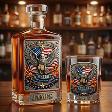 Load image into Gallery viewer, In God We Trust - Personalized Veteran Decanter Set for Honoring Heroes Bottle PopCulturePrints
