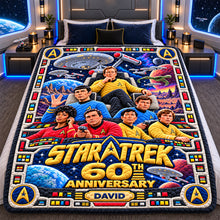 Load image into Gallery viewer, “Celebrate 60 Years of Adventure!” - Personalized Star Trek Anniversary Blanket - Perfect Gift for Fans and Collectors

