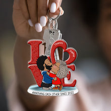 Load image into Gallery viewer, Unique Personalized Couple Keychain - Kissing Love Design Gift for Valentine&#39;s Day Gifts Keychains PopCulturePrints
