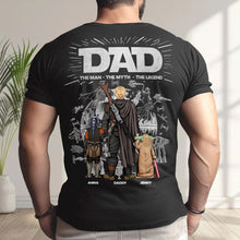 Load image into Gallery viewer, “Dad: The Man, The Myth, The Legend” - Custom Galactic Legend Dad Shirt - Perfect Personalized Gift for Dads, Grandpas, and More! Shirts PopCulturePrints
