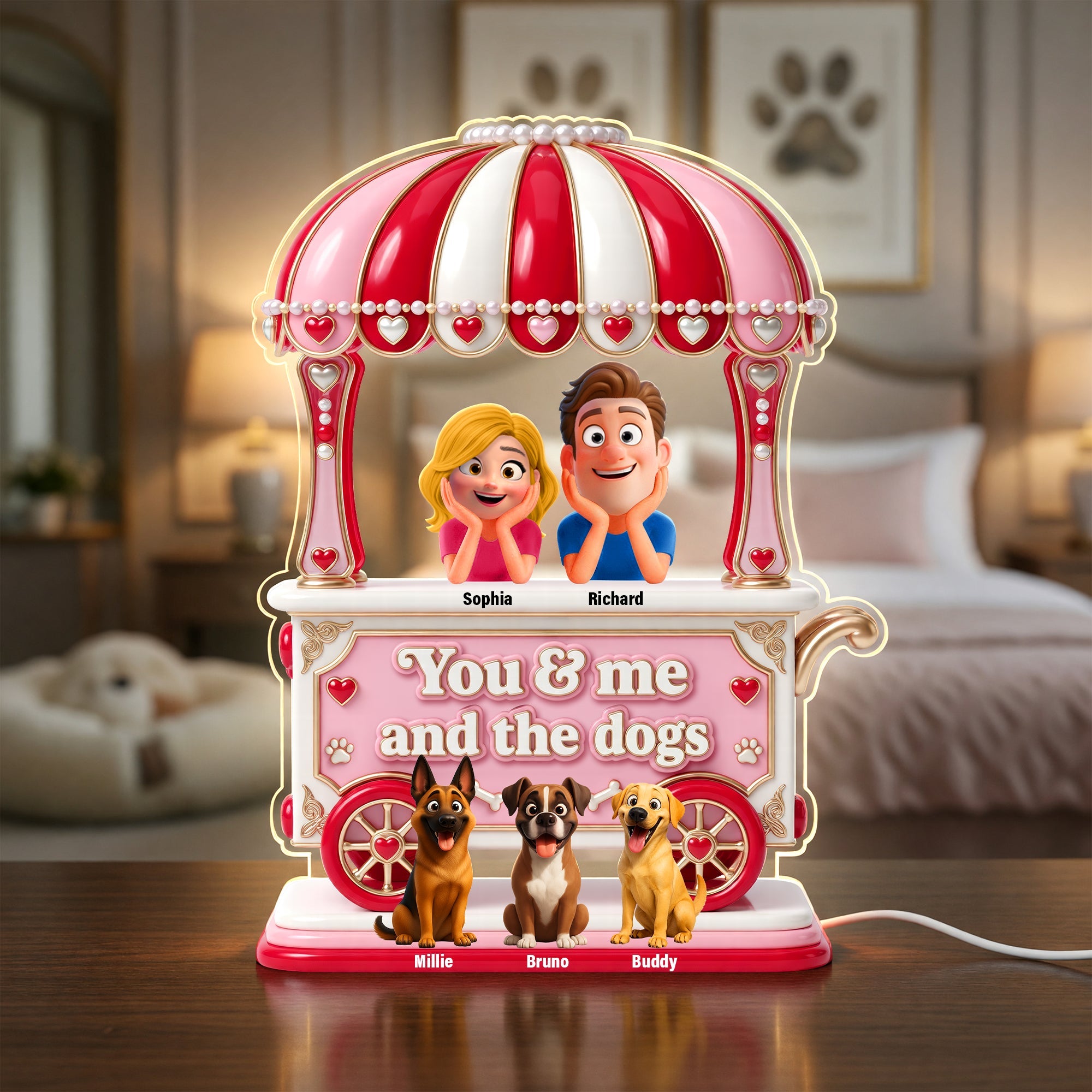 You & Me And The Dogs Light Box - Personalized Gift for Dog Lovers & Couples