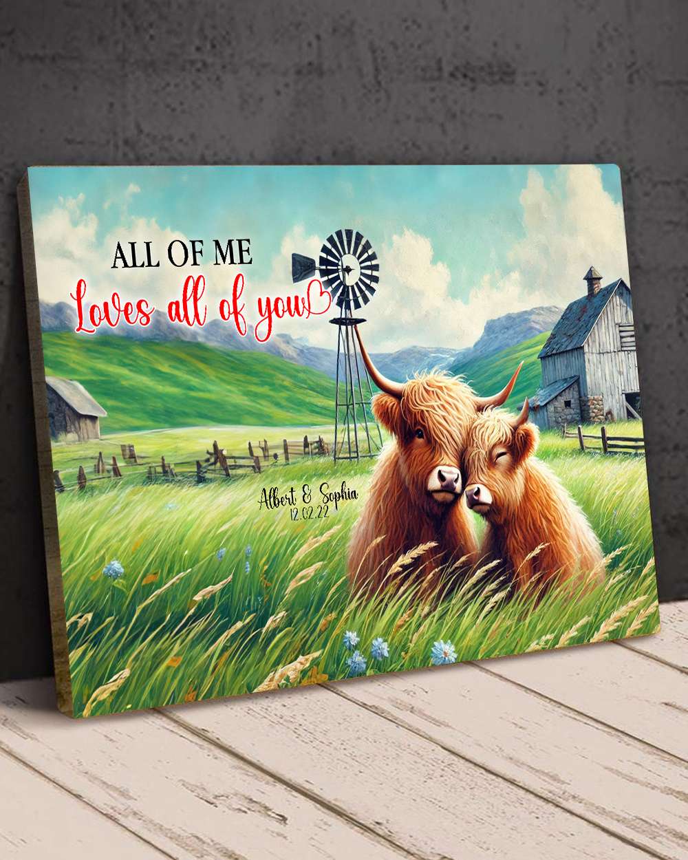 Personalized Highland Cow Couple Canvas Art Poster & Canvas PopCulturePrints