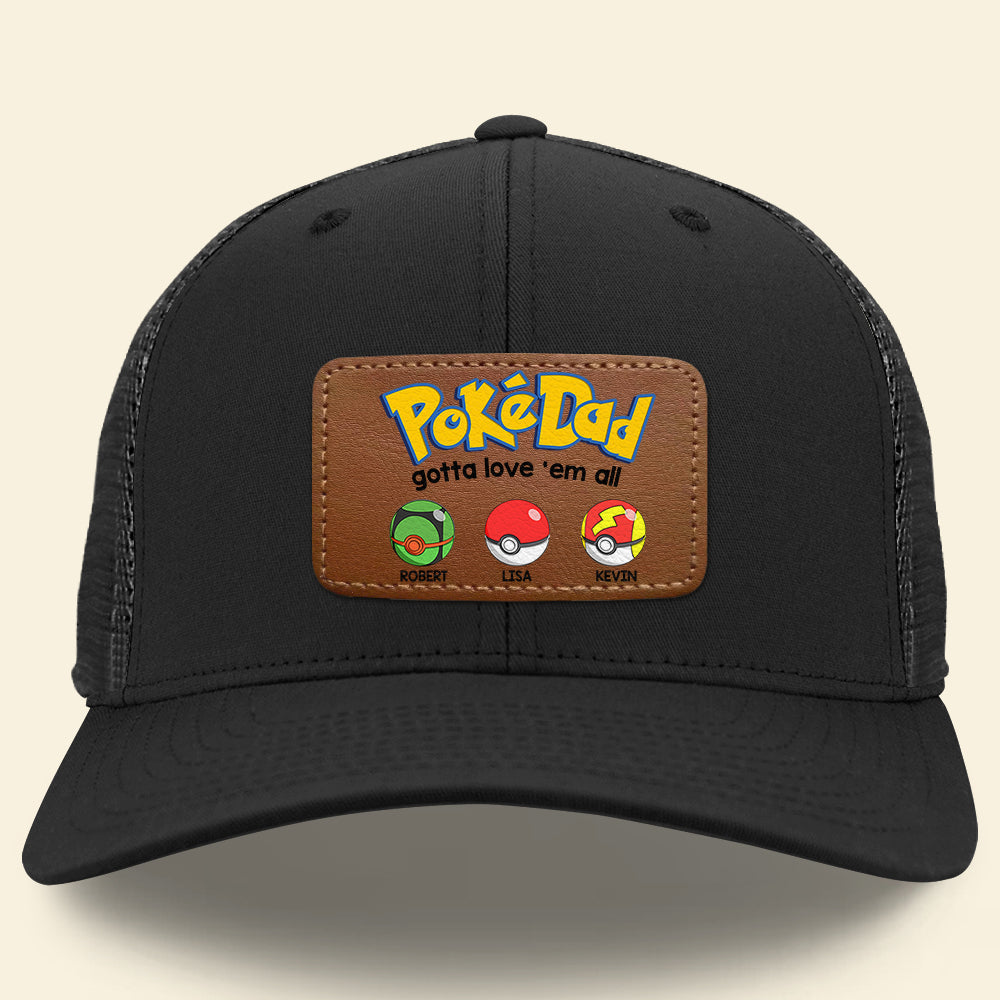 Customizable Dad Hat with Leather Patch - 'PokéPapa' Design