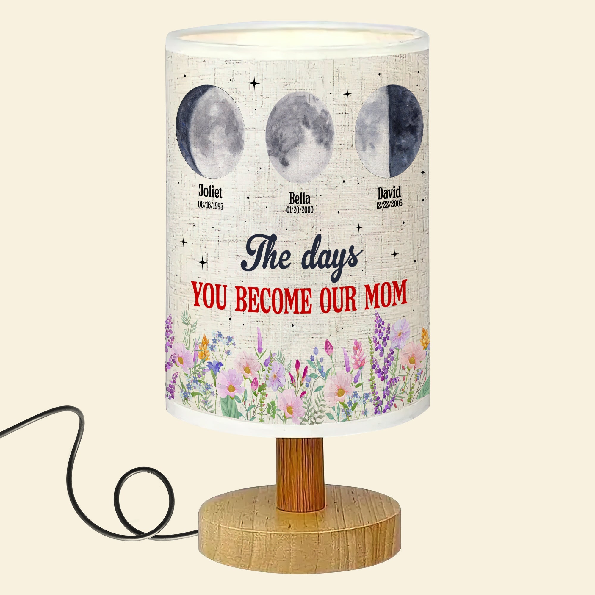 "The days YOU BECOME OUR MOM" - Personalized Table Lamp for Mother’s Day - Custom Gift for Moms and Grandmas Table Lamp PopCulturePrints