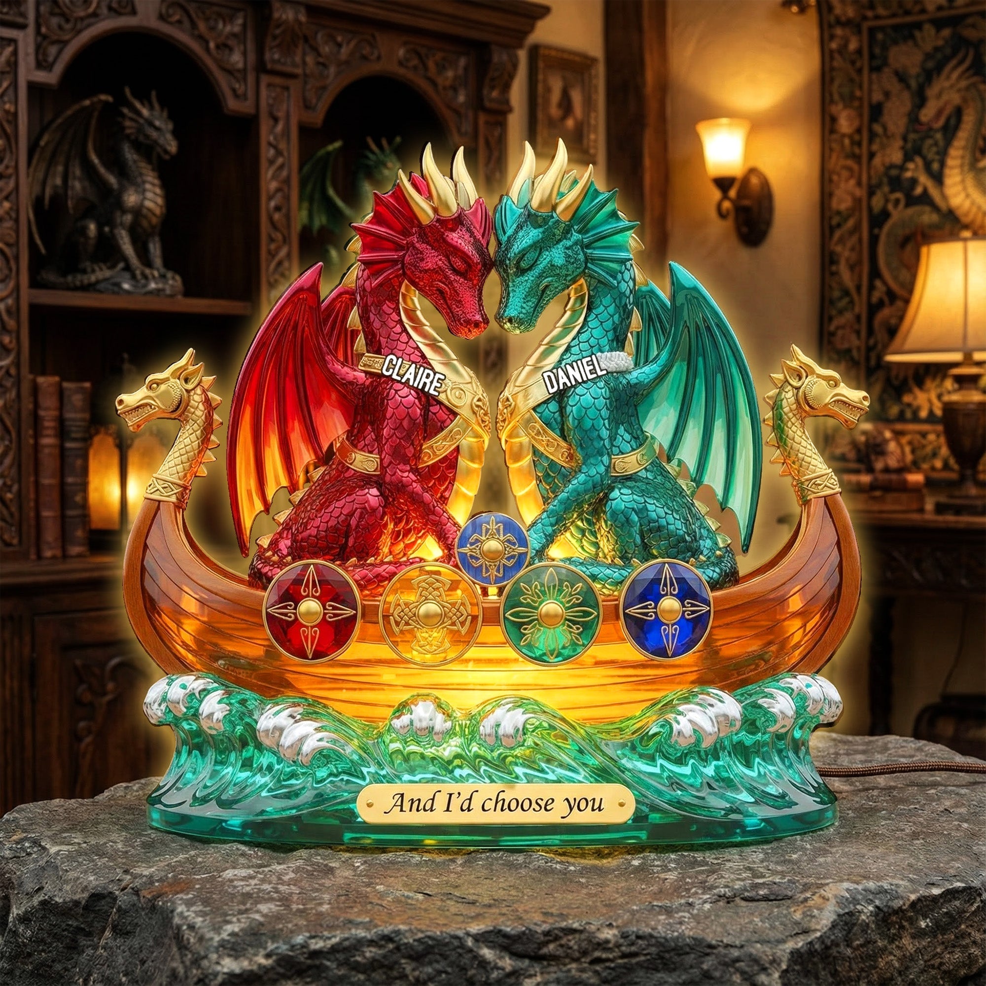 And I’d Choose You - Custom Dragon Couple Acrylic Light Box Light Box PopCulturePrints