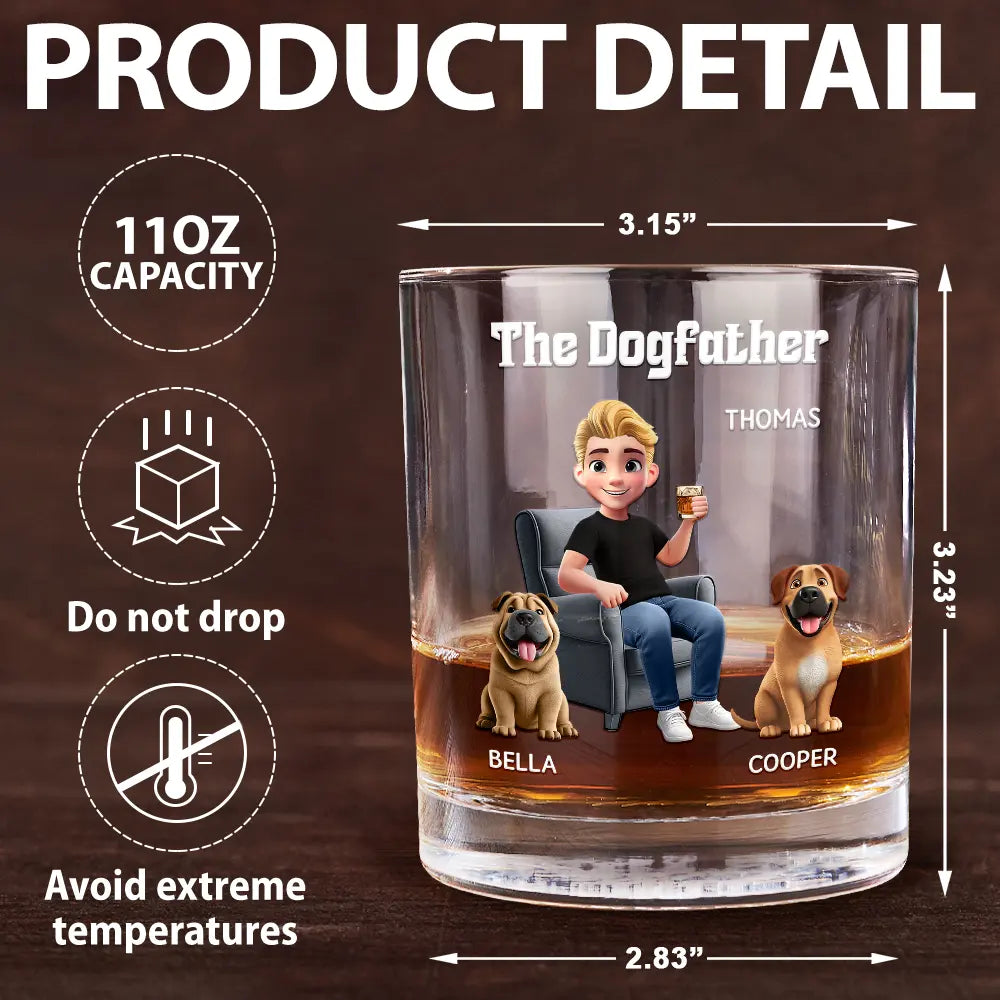 The Dogfather - Custom Whiskey Glass for Dog Lovers, Perfect Gift for Dad & Grandpa Whiskey Glass PopCulturePrints