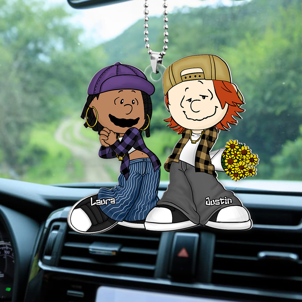 Personalized Cartoon Couple Car Ornament - Gangsta Love Ornament PopCulturePrints