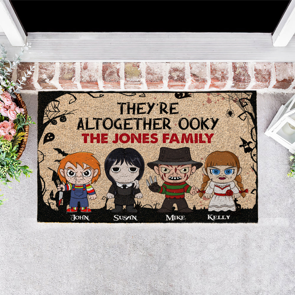 Personalized Horror Family Welcome Mat - Spooky Home Decor Doormat PopCulturePrints