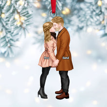 Load image into Gallery viewer, Personalized Christmas Ornament for Couples - Kissing Design
