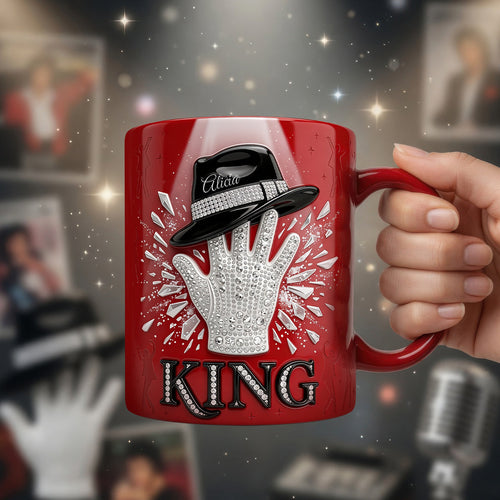 “Feel the Beat!” - King Style Glitter Glove Mug - Personalized Gift for Music Lovers Coffee Mug PopCulturePrints