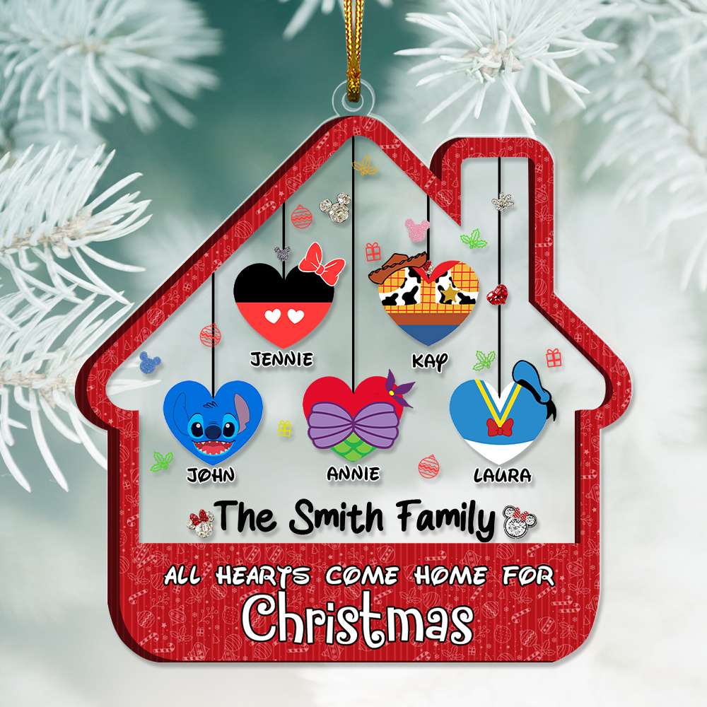 Personalized Family Christmas Ornament - All Hearts Come Home Ornament PopCulturePrints