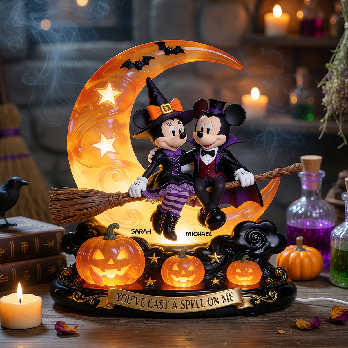You've Cast a Spell On Me - Personalized Halloween Acrylic Light Box for Couples