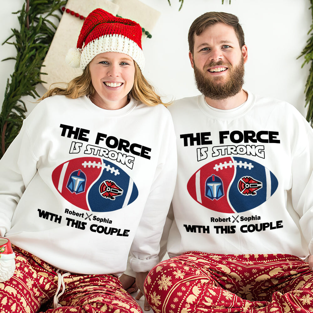 Personalized Couple Football Team Shirts - The Force Design