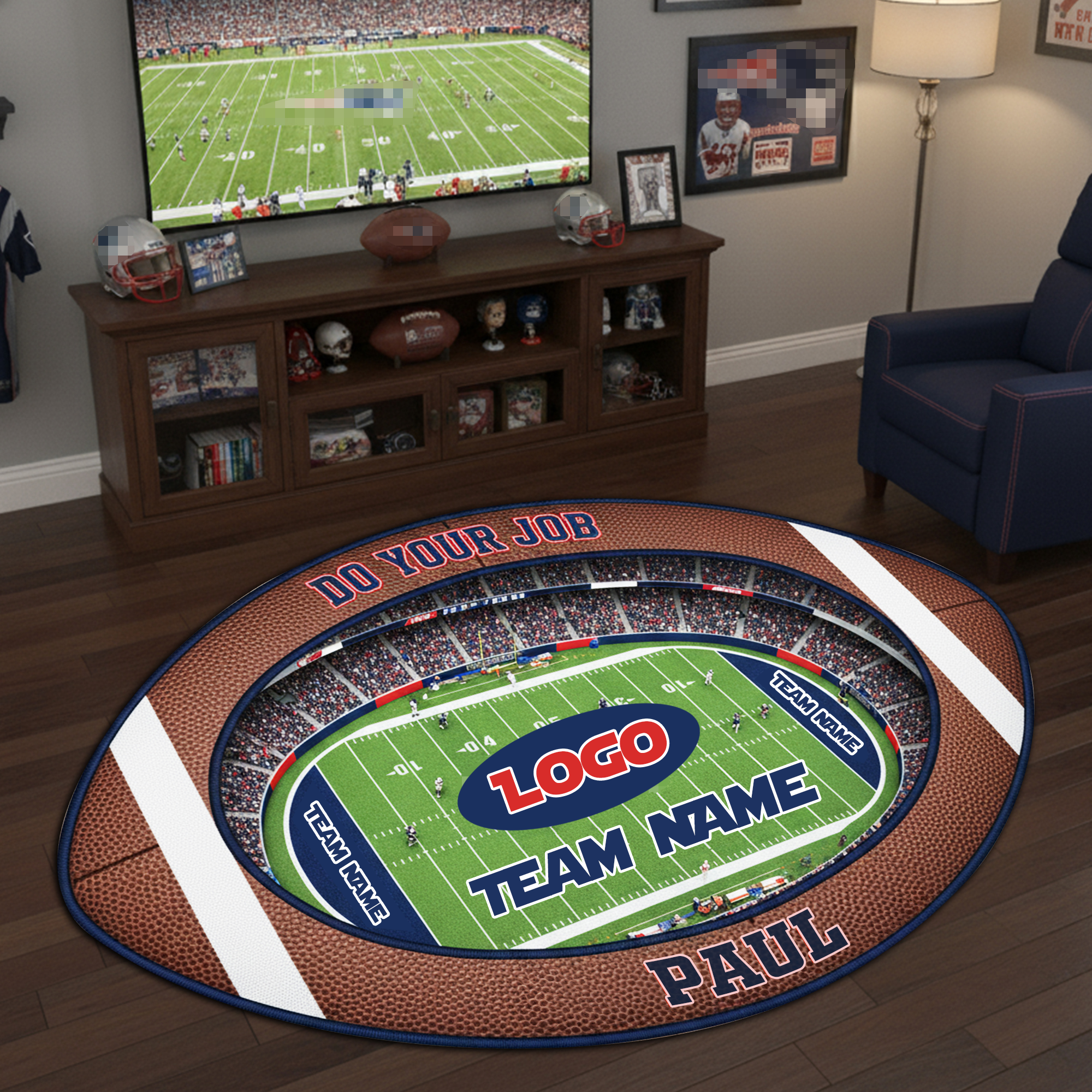 “Score Big Every Game Day!” - Personalized American Football Doormat - Gift for Sports Enthusiasts, Fans, and Gamers Doormat PopCulturePrints