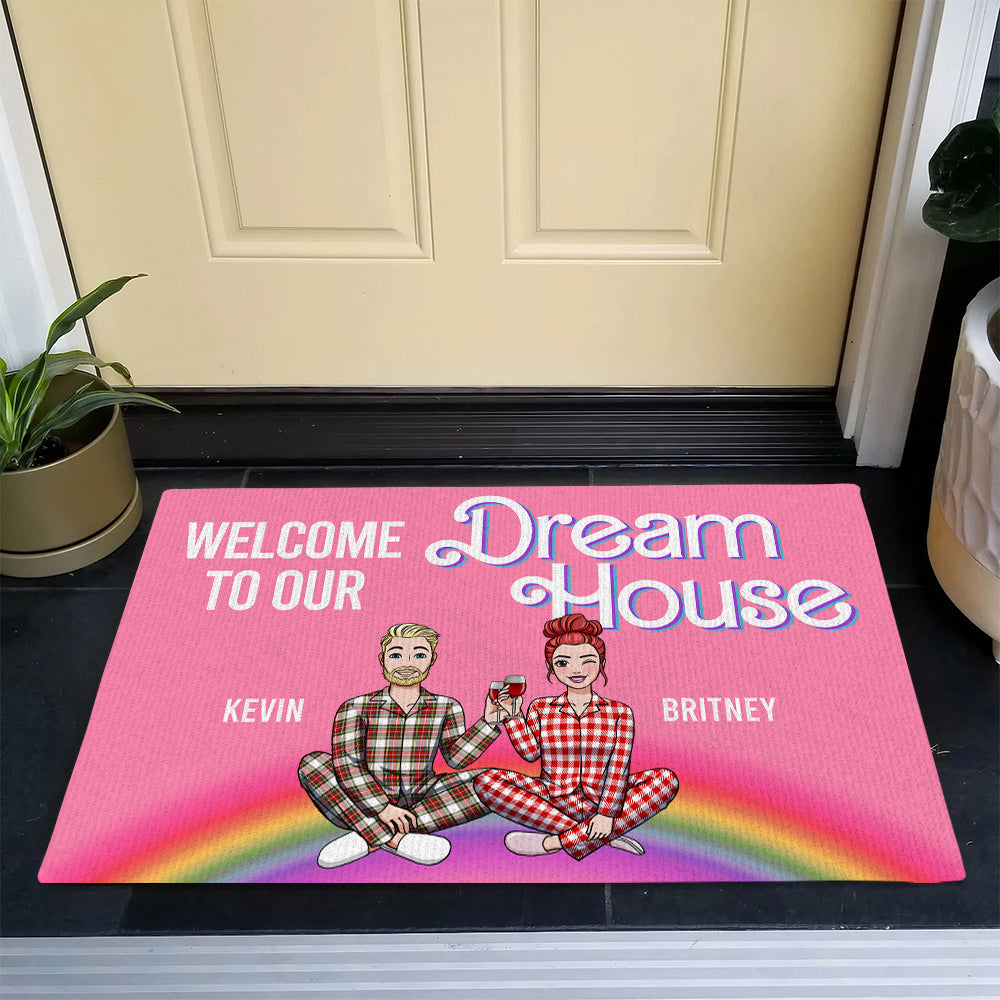 Customized Couple Doormat - Welcome to Dream House | Valentine's Day Gifts Doormat PopCulturePrints
