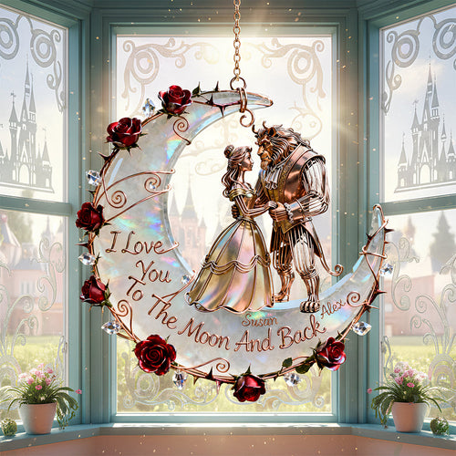 I Love You To The Moon And Back – Enchanted Moon Suncatcher Ornament Ornament PopCulturePrints