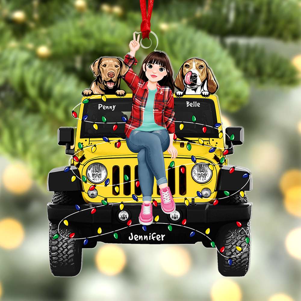 Custom Christmas Ornament for Dog Lovers - Personalized Jeep Decoration