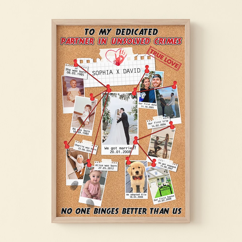 Custom True Crime Partner Evidence Board - Personalized Wall Art for Couples Poster & Canvas PopCulturePrints