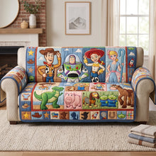 Load image into Gallery viewer, "Create Your Own Adventure with Fun Friends!" - Quilted Sofa Cover, Personalized Gift for Friends and Family Sofa Cover PopCulturePrints

