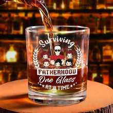 Load image into Gallery viewer, Surviving Fatherhood - Personalized Whiskey Glass Whiskey Glass PopCulturePrints
