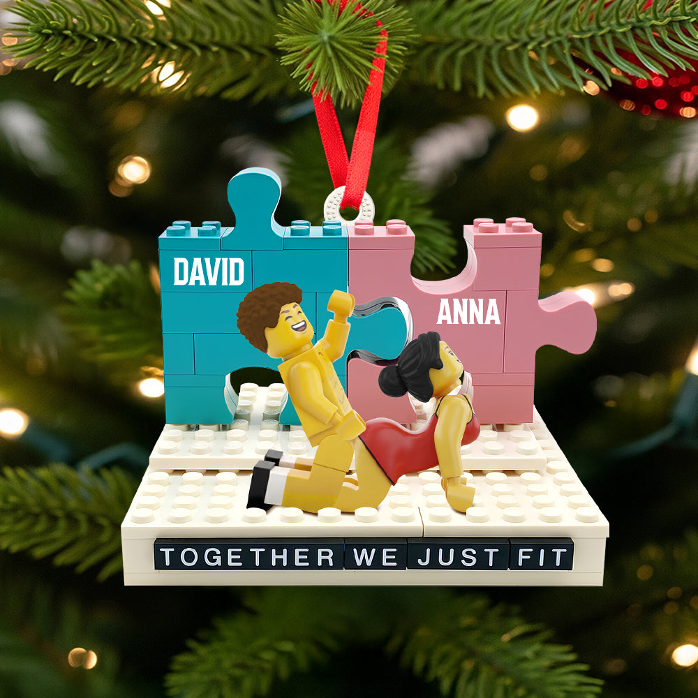 Together We Just Fit - Personalized Couple Ornament Ornament PopCulturePrints