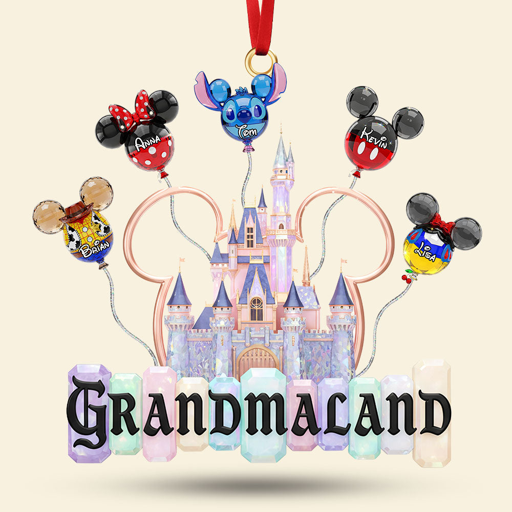 “A Magical Holiday Adventure Awaits!” - Personalized Grandkid Balloon Castle Ornament for Grandma Ornament PopCulturePrints