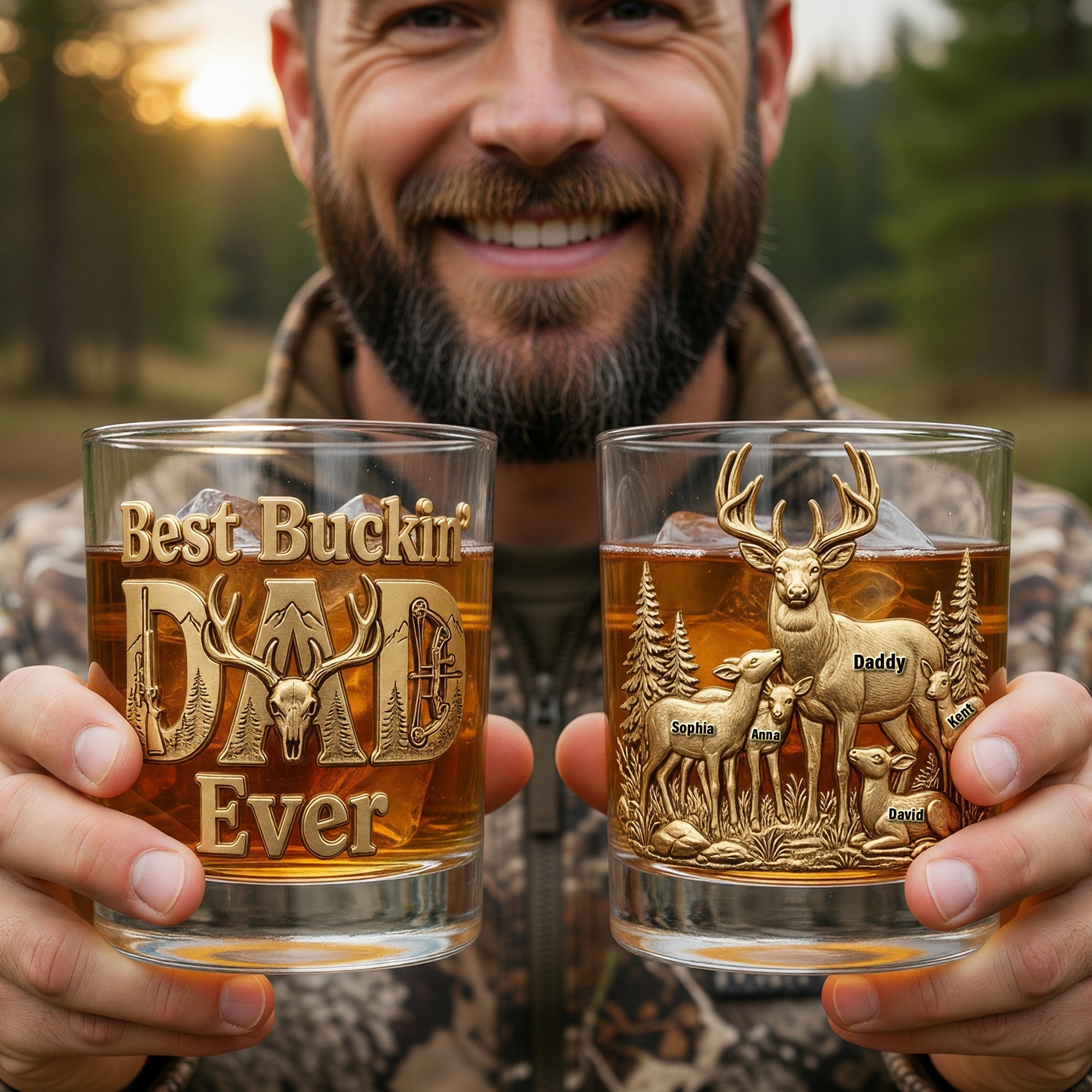 “Best Buckin’ Papa Ever” - Personalized Drinking Glass for Dads, Grandpas, and Fathers Glass PopCulturePrints