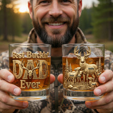 Load image into Gallery viewer, “Best Buckin’ Papa Ever” - Personalized Drinking Glass for Dads, Grandpas, and Fathers Glass PopCulturePrints
