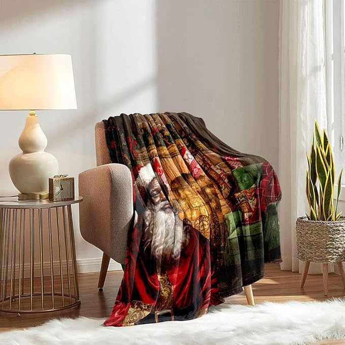 Bring Joy This Christmas - Cozy Santa By The Fireplace - Personalized Christmas Blanket Blanket PopCulturePrints