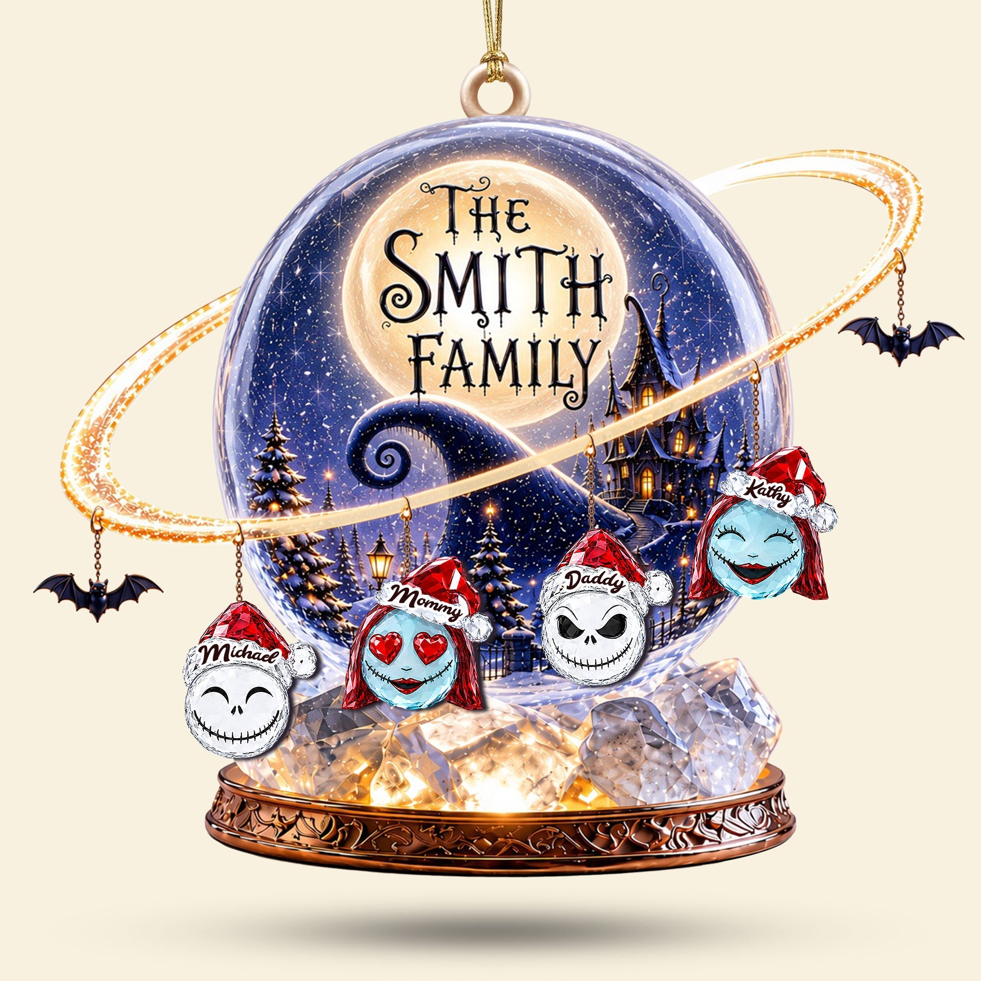"Embrace the Spookiness with Family Spirit - Personalized Spooky Family Acrylic Ornament"