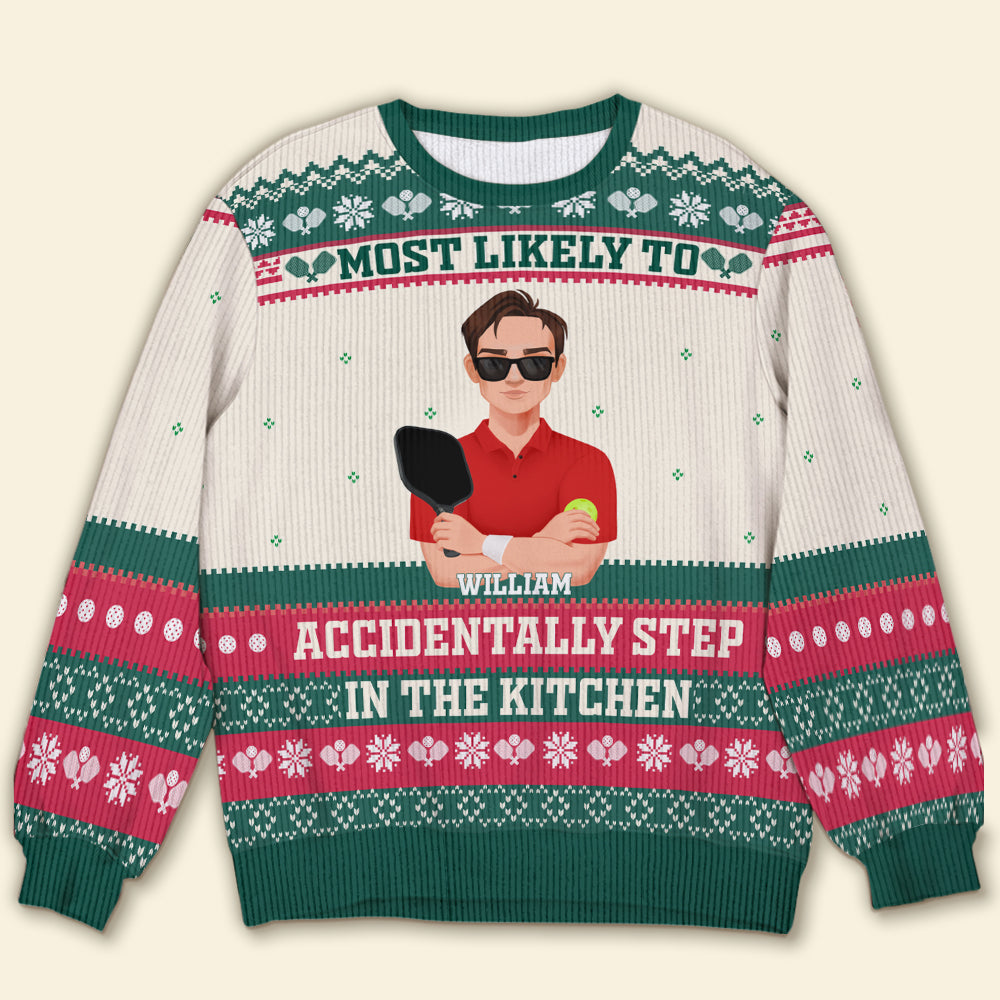 Personalized Pickleball Lover Christmas Sweater - Most Likely To Design