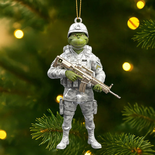 Cherish Your Hero: Green Veteran Ornament - Personalized Gifts for Veterans Ornament PopCulturePrints