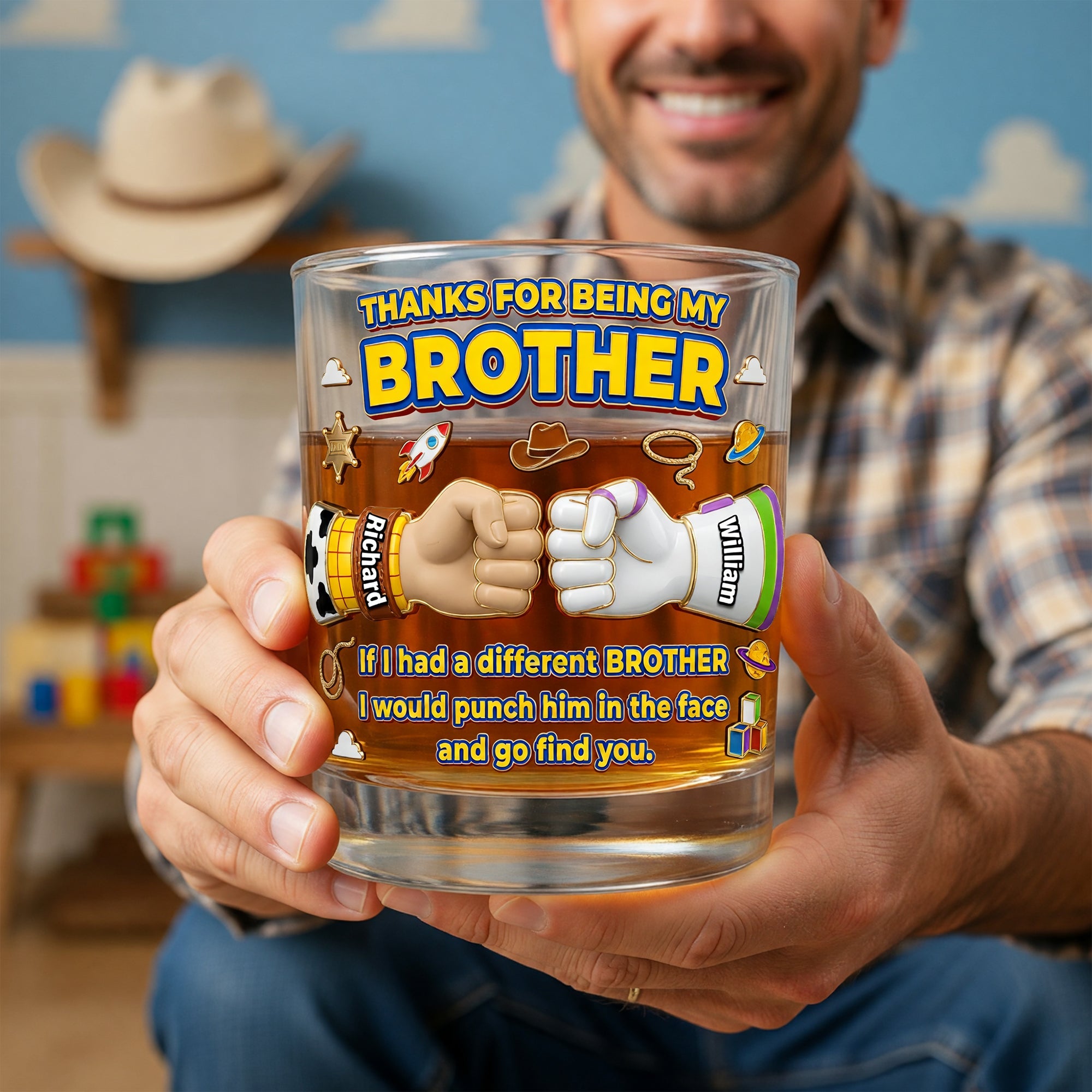Thanks for Being My Brother Whiskey Glass - Personalized Gift for Brothers